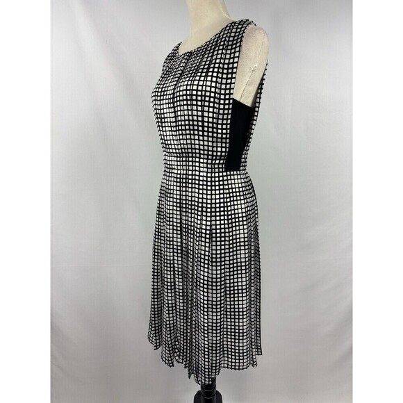 L'agence Dress Black White Check Window Pane Check Print 6 Lined - Picture 2 of 13
